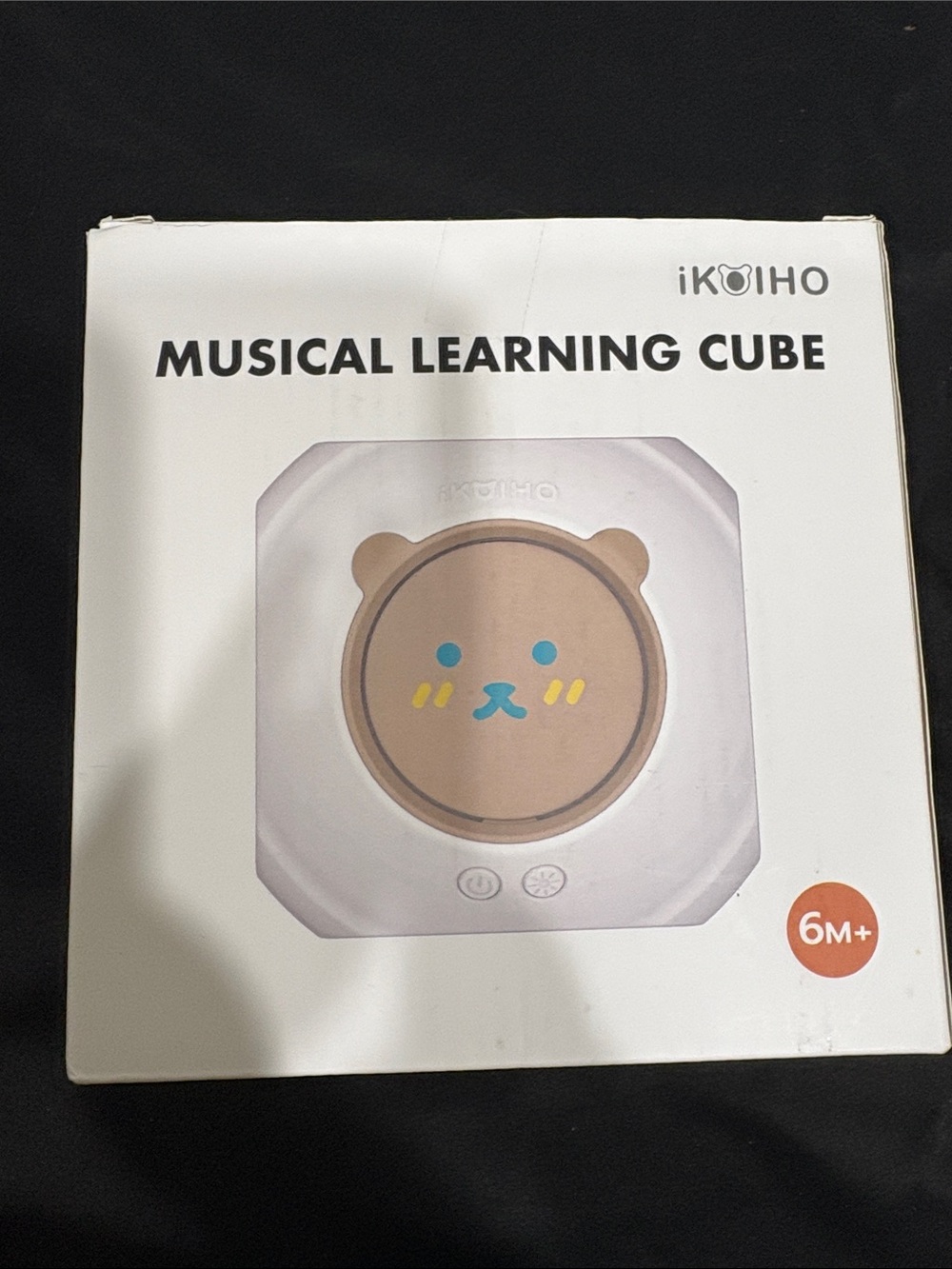 Musical Learning Cube - White with Brown Bear Face